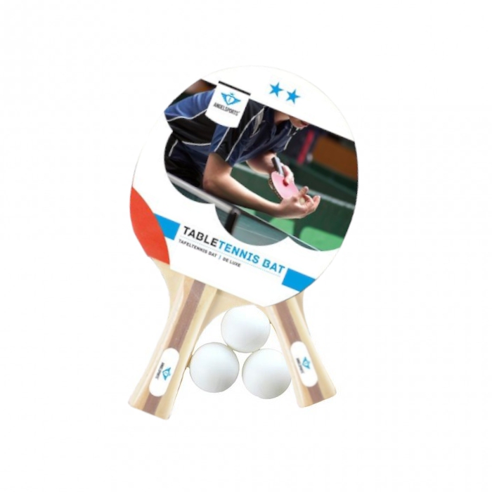 Bordtennis Sett - 3x Baller og 2x 2-Stjernes Racket