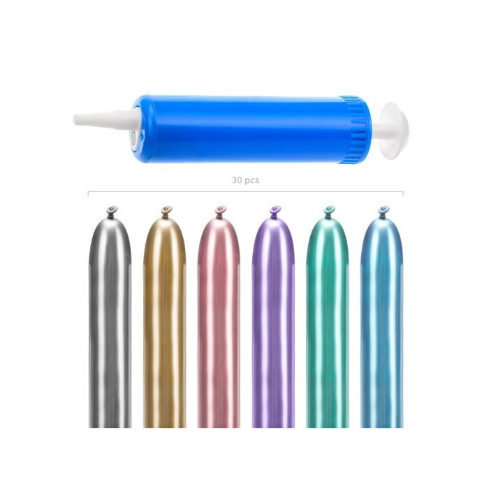 Modellering ballondyr kit med metalliske ballonger og pumpe 30 delar - 130 cm