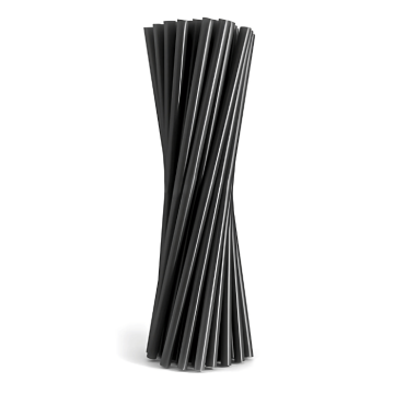  Sugerør svart 200x6mm fleire gongar 50x plastikk