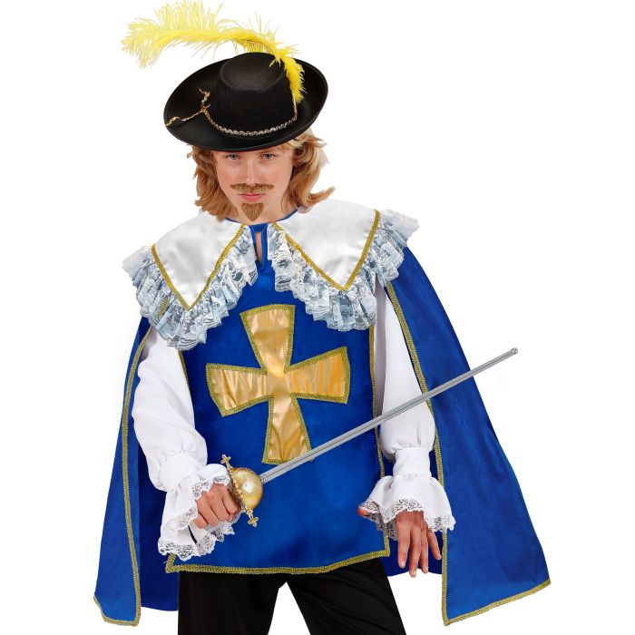 Musketérkappe for gutter i blå