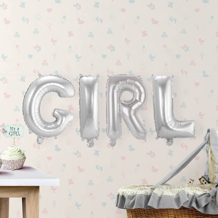 GIRL sølv folieballong - 36 cm