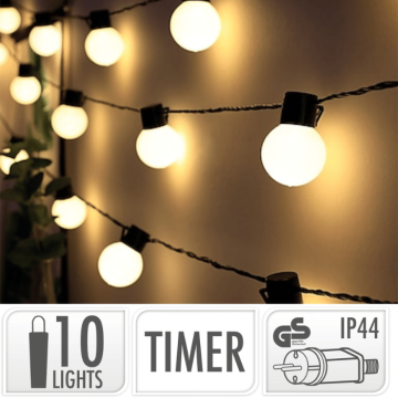 Lyskæde varm hvit 10x pærer - 9,5 m