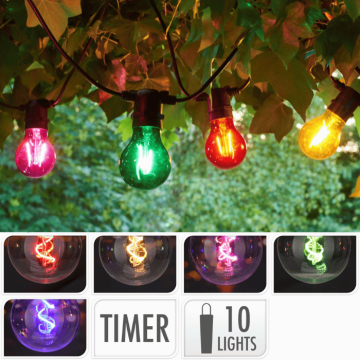 Lyslenke multicolor 10x pærer - 9,5 m