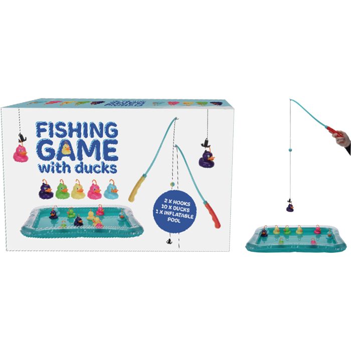 Fiskespill med 10 ender og oppblåsbart basseng