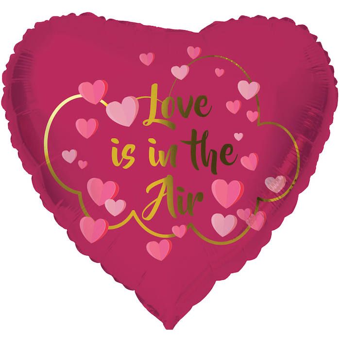 "Love Is In The Air" Hjerteforma Folieballong - 45 cm