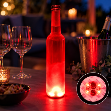 LED flaske lys rød skum underlag 50x - med selvklebende tape