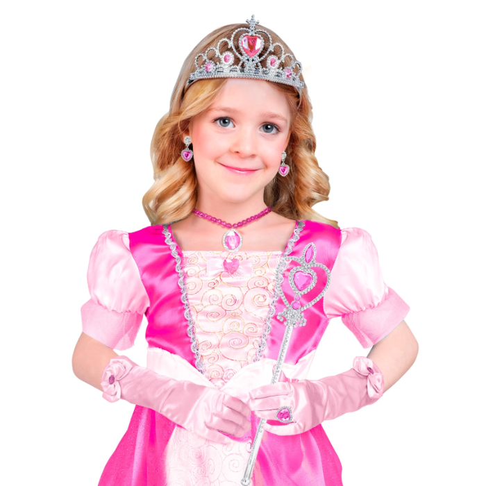 Lyserødt prinsesse-sett til barn - 6 delar