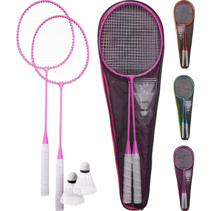 Badmintonsett med 2 racketer og 2 fjærballer