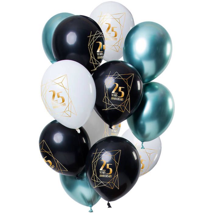 "25 Års" jubileum balloner sett 12x - 30 cm