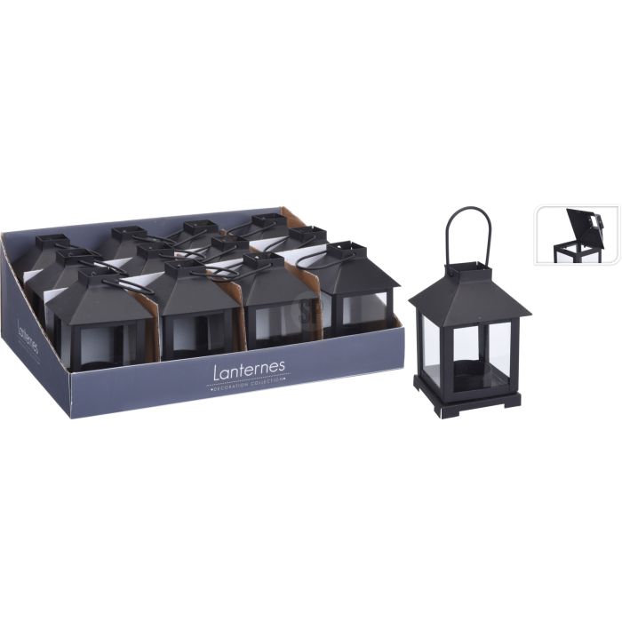 Lanterne til tealights i matt svart metall 11,5 cm
