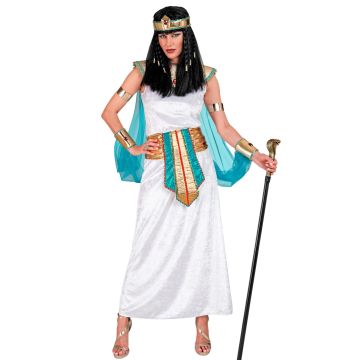 Lang egyptisk dronningekjole i hvit