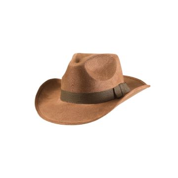 Cowboyhatt brun med semsket look