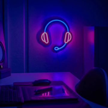 Headset neon LED-skilt - 28x28 cm