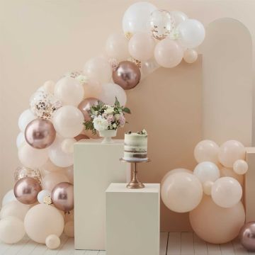 Ballongbue i Rose Gold med Konfetti 76 delar