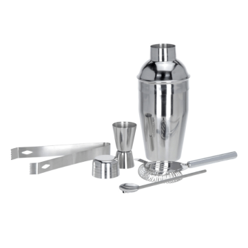 Cocktail shaker sett rustfritt stål - 5 deler