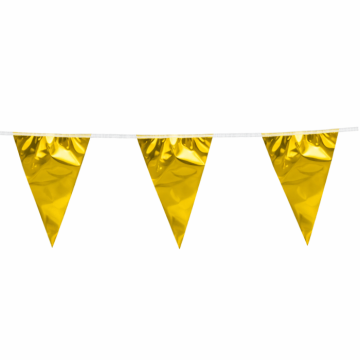 Gull metallisk flaggirland 30x45 cm - 10 meter