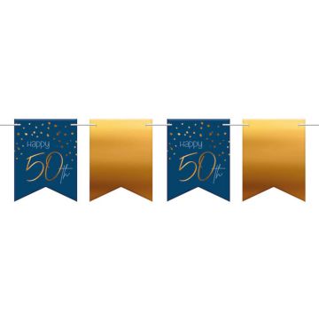 "Happy 50th" Flagguirlande Blå - 6 m