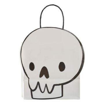 Hvit halloween hodeskalle papirpose 6x - 14x13,6x5 cm