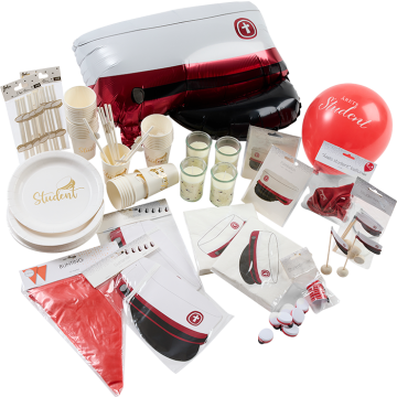 Raud deluxe studentkjørings foreldre pyntingpakke