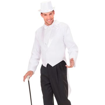 Hvit kjolejakke med satinkrage for herrer