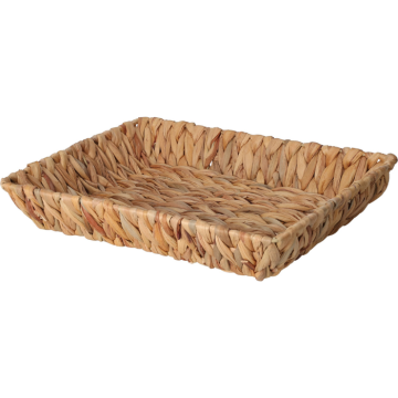 Rektangulær flettkurv laga i vannhyacint 33x25x6 cm