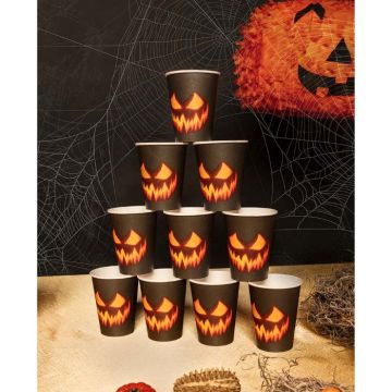 Uhyggelige halloween gresskar pappkoppar 10x - 210 ml