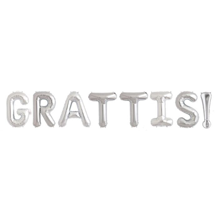 "GRATTIS!" Folieballonar Sølv - 40 cm
