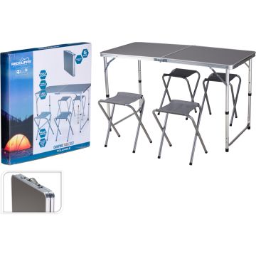 Campingbord med 4 sammenleggbare stoler, 120 x 60 cm