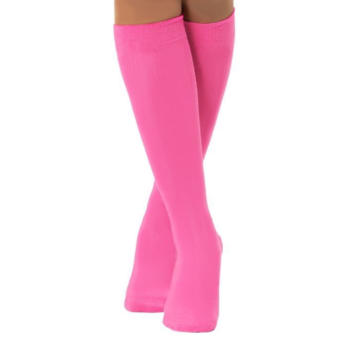Knestrømper til kvinner one-size neon rosa