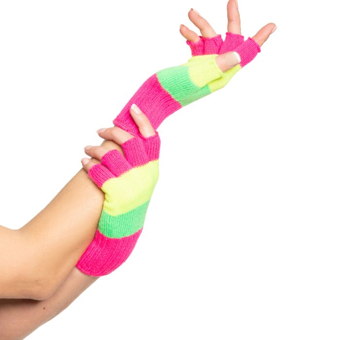 Fingerlause handskar one-size for kvinner i neon multicolor