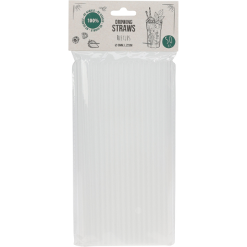 Gjenbrukbare sugerør i frostkvitt 6x220mm - 50x