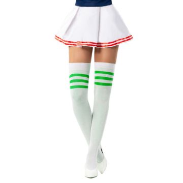 Cheerleader knestrømper one-size kvit og grøn