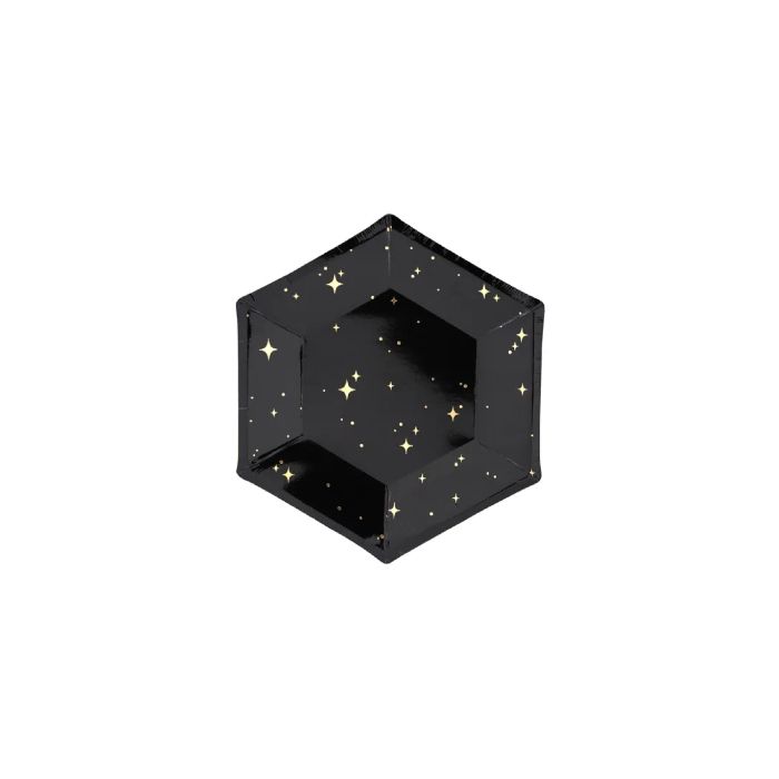 Nyttårs engangstallerkener svart 6x - 20 cm