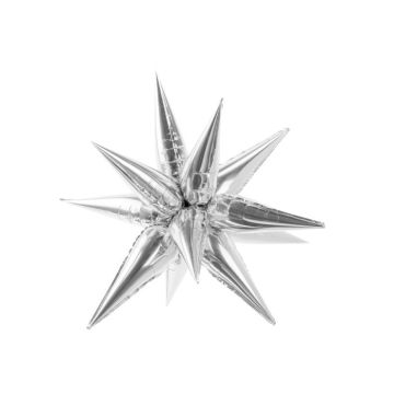 Sølvfarga 3D stjerne folieballong - 95 cm