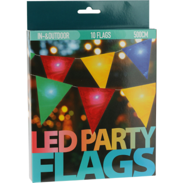 LED-flagranke m. 10 flagg - 5 meter 