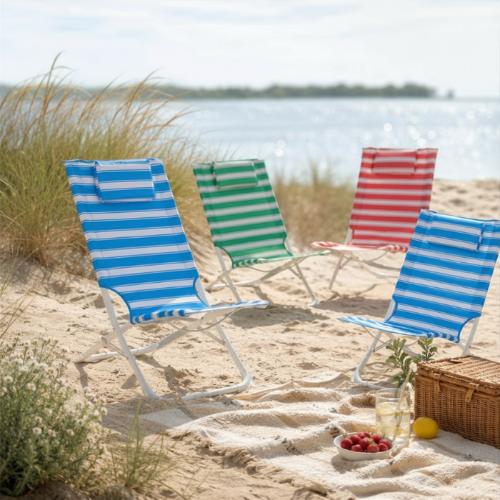 Strandstolar stripete 42x72x37/77 cm