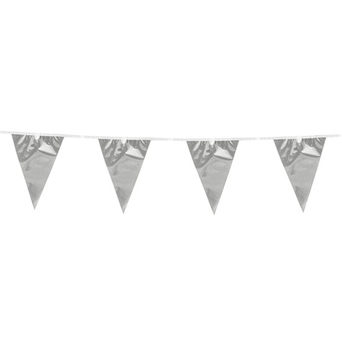 Sølv Metallic Flagggirlande 20 x 30 cm - 10 m