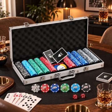 Pokersett 500 Royal Flush brikker 11,5 g. aluminiumsboks low stakes PartyVikings