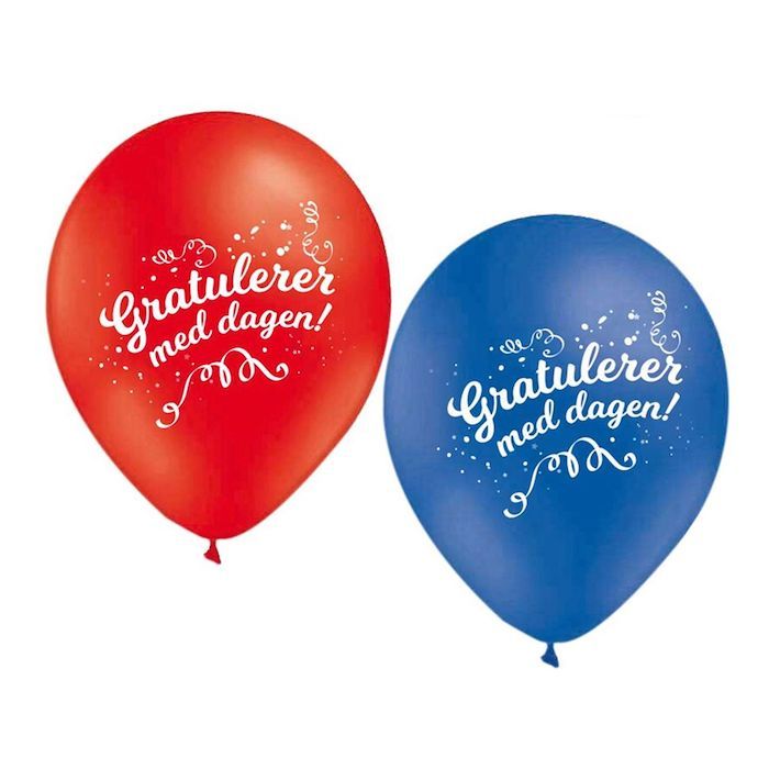 "Gratulerer med dagen!" Latexboller 10x - 30 cm