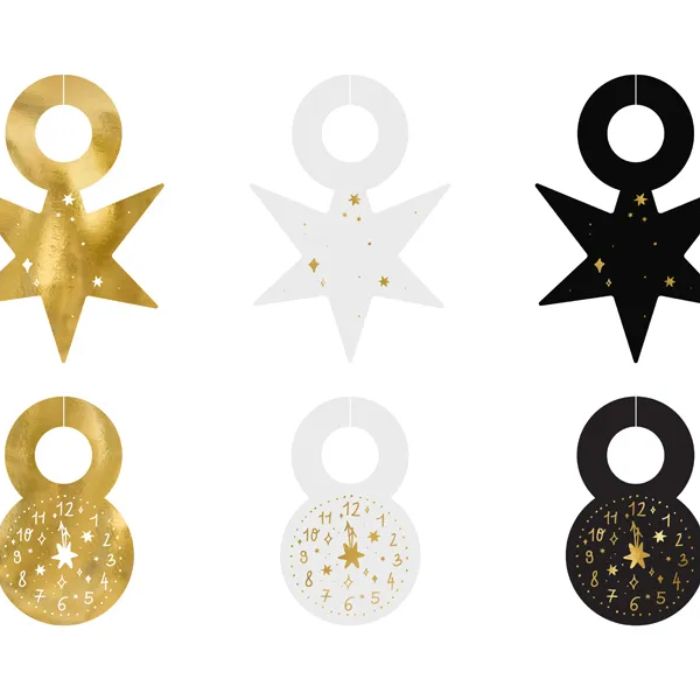 Glassmarkører happy new year mix 6x - 7,5-9,5 cm