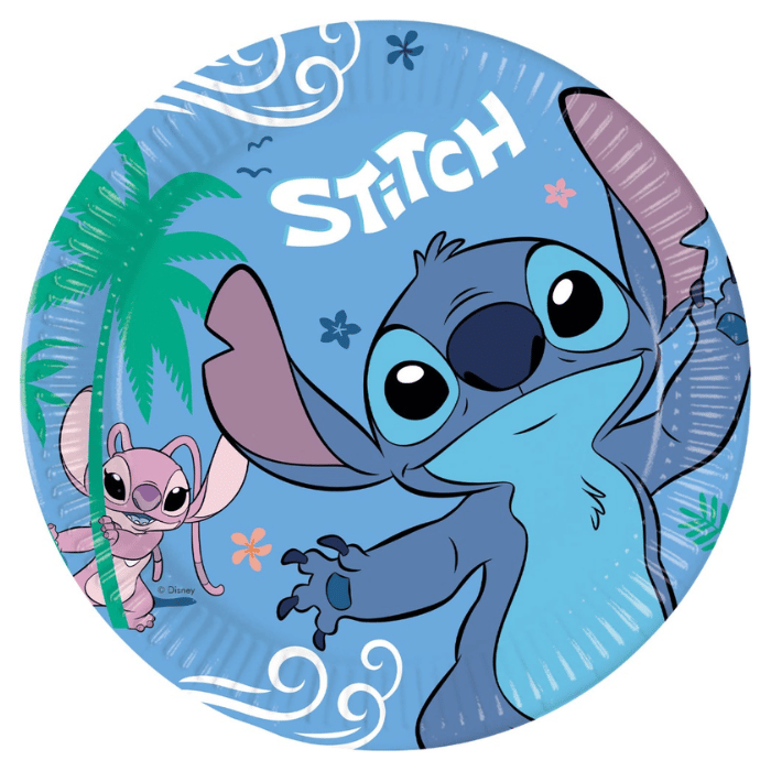 Stitch® og Angel papp tallerkener 8x - 23 cm