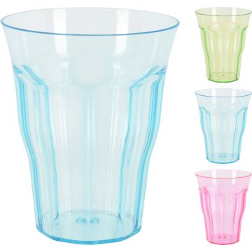 Drikkeglass i plast med fasettdesign 340 ml