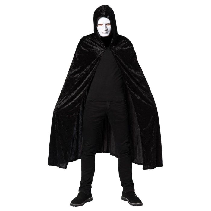 Svart kappe med hette velur one-size unisex