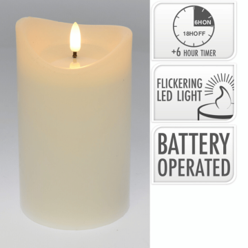 LED bloklys hvit - 9x9x15 cm