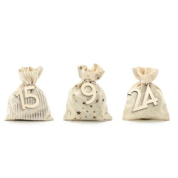 Adventskalender med 24 Poser & Tal i Tre 1-24