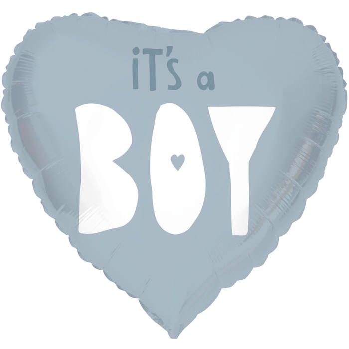 "It's A Boy" Hjerteforma Folieballong Blå - 45 cm