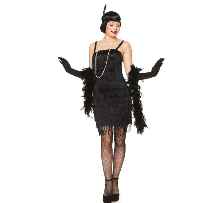 Retro 1920-talet svart flapperkostyme for kvinner