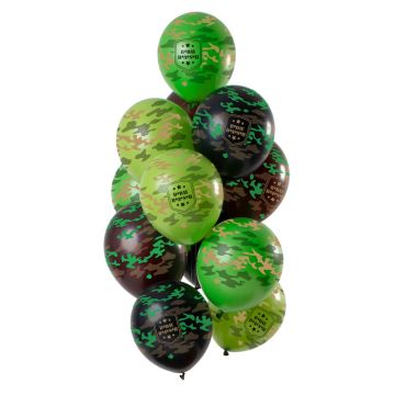 Kamuflasjeballonger "B*DAY" 12x - 33 cm