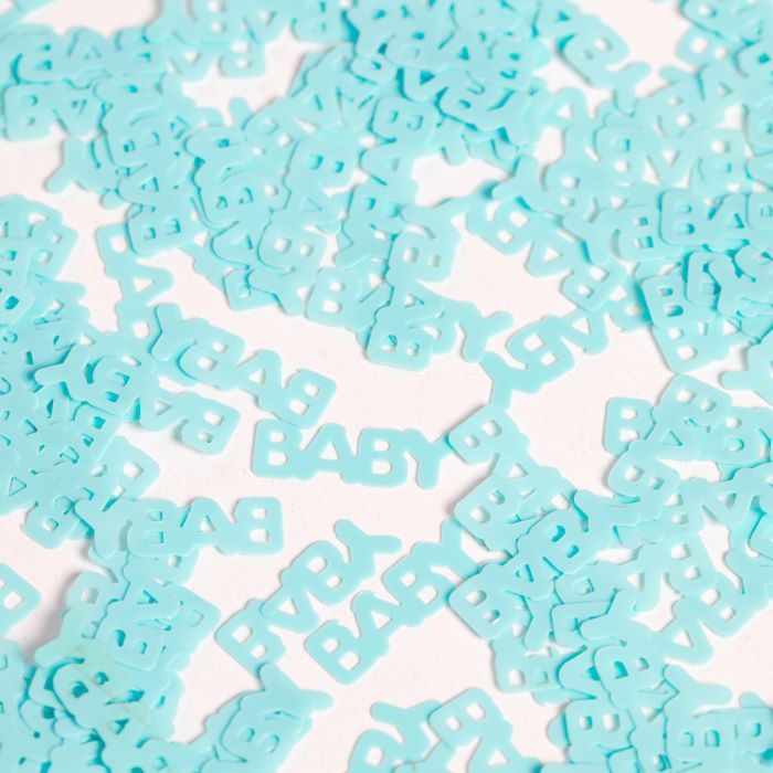 Lysblå baby bokstav bordkonfetti - 14 g