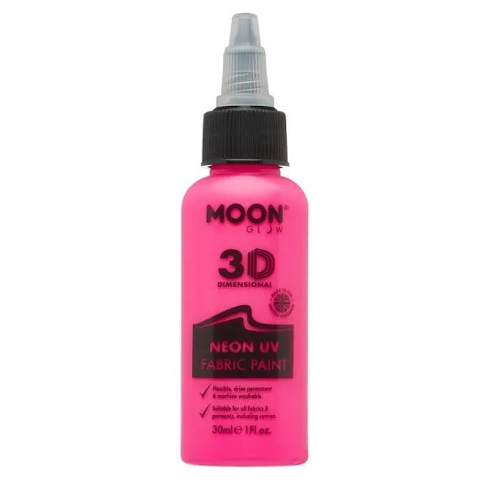 Neon UV Tekstilfarge Rosa 30 ml Moon Creations